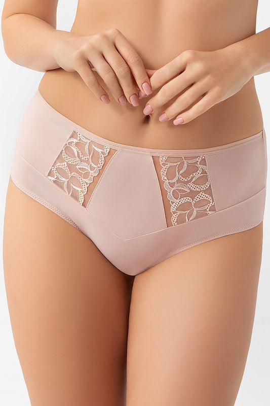 Gorsenia Luxury Panties featuring elegant delicate embroidery, soft cotton insert, and a smooth back for comfort, available in sizes S to XXXL.