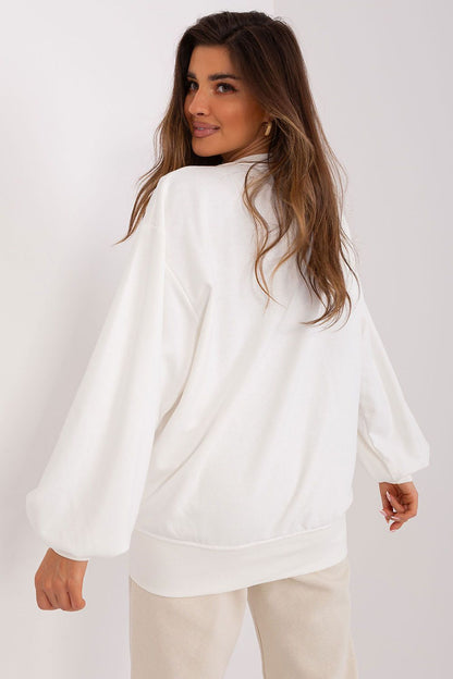 Ex Moda Women's Oversized Cotton-Blend Sweatshirt in EU Size 0, showcasing unique decorative stitching for a luxurious casual style.