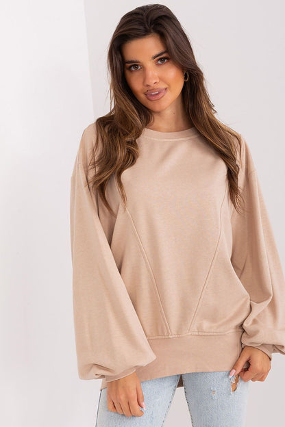Luxurious Ex Moda Women's Oversized Sweatshirt featuring a modern round neckline and loose cut for ultimate comfort and style.