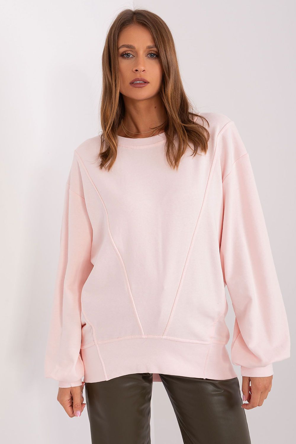 Ex Moda women's oversized cotton-blend sweatshirt displayed in EU 0 size, combining elegance and comfort with a modern oversized fit, ideal for everyday wear.