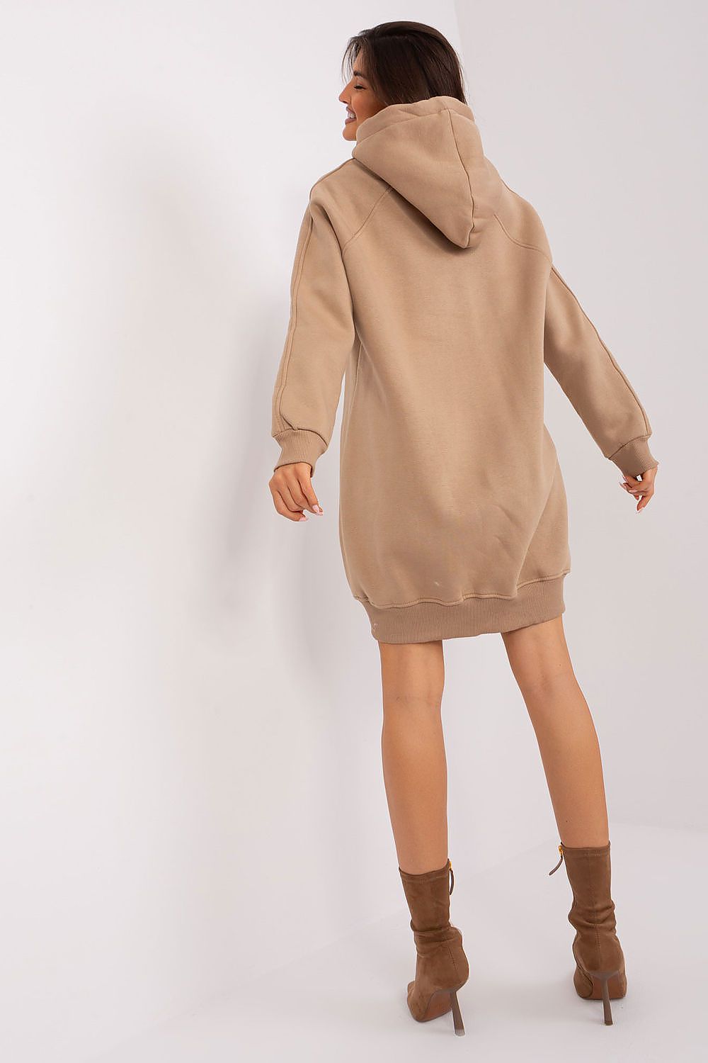 Ex Moda Women's Long Hooded Sweatshirt in EU Size 0, crafted from a luxurious soft cotton-polyester blend, showcasing a casual yet elegant design.