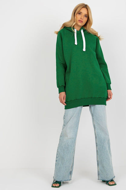Elegant long-sleeved sweatshirt by Ex Moda, crafted from a soft cotton-polyester blend with a chic minimalist design, ideal for cooler weather.
