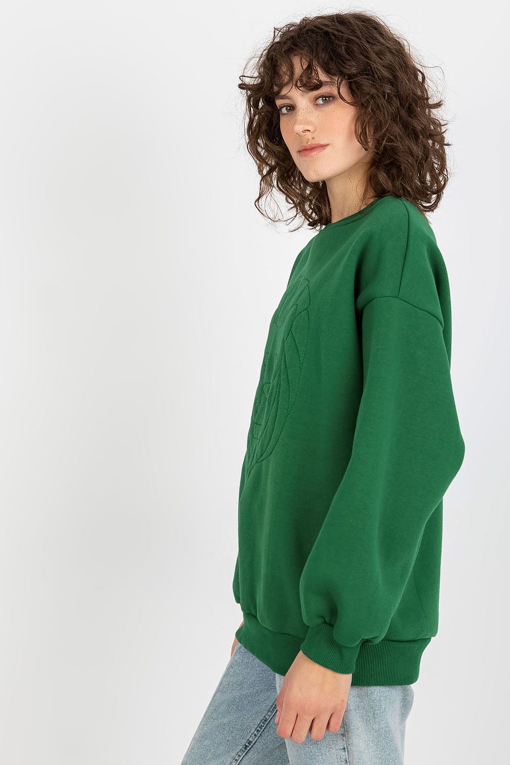 Luxury women's sweatshirt by Ex Moda featuring a stylish cotton blend with elegant embroidery, perfect for casual comfort.