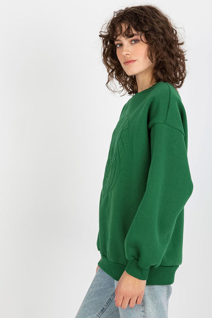 Luxury women's sweatshirt by Ex Moda featuring a stylish cotton blend with elegant embroidery, perfect for casual comfort.