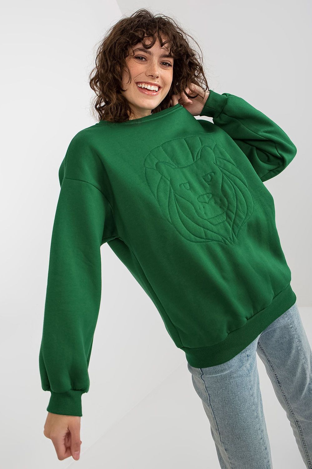 Stylish women's sweatshirt by Ex Moda made from a premium cotton and elastane blend, suitable for cooler days.