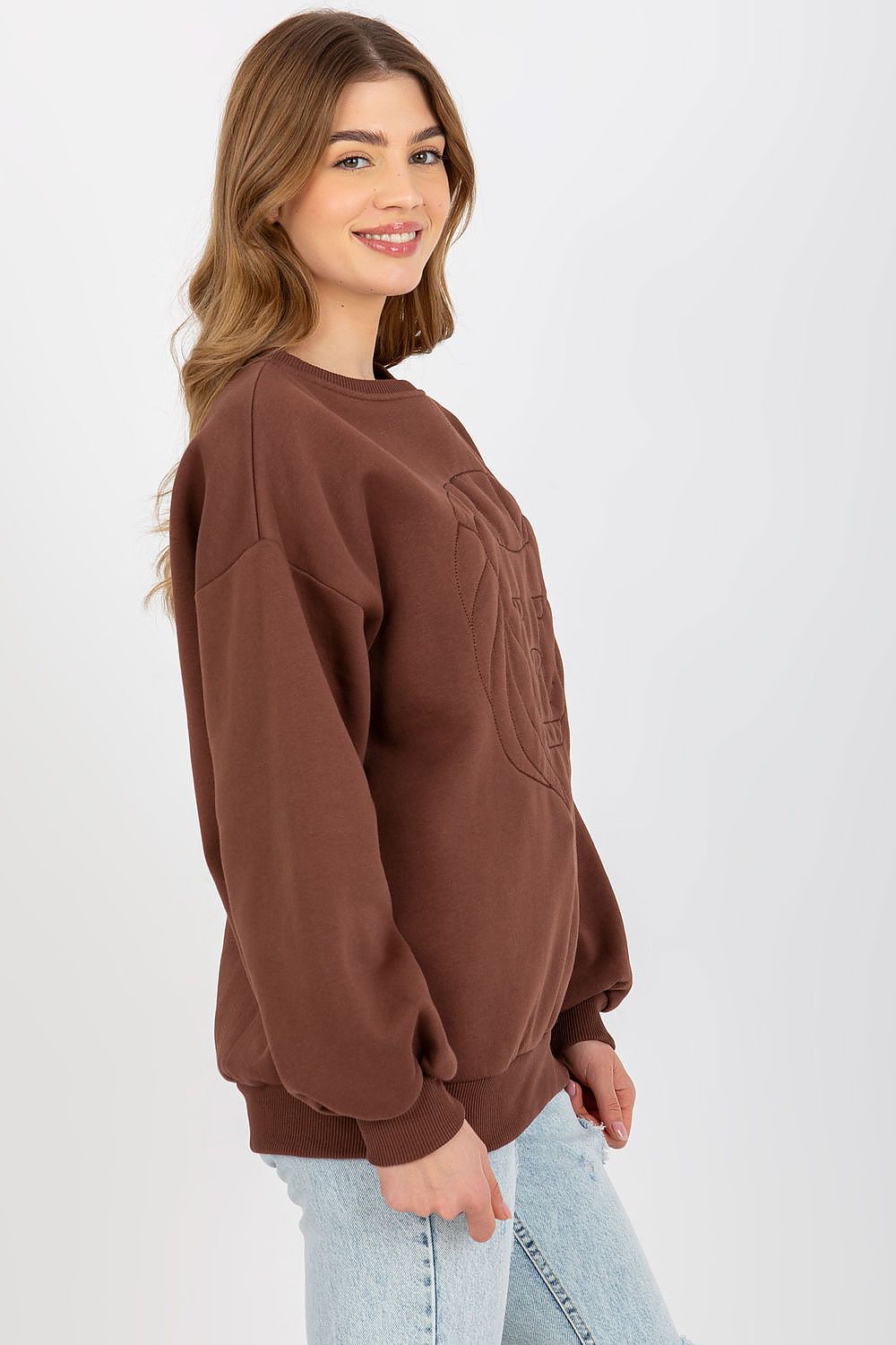 Luxurious Cotton Blend Women's Sweatshirt by Ex Moda, perfect for cooler days, exuding casual elegance with its classic design.