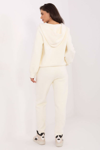 Stylish MBM women's luxury hoodie in warm wool blend, showcasing its practical hood and comfortable fit, perfect for casual outings.