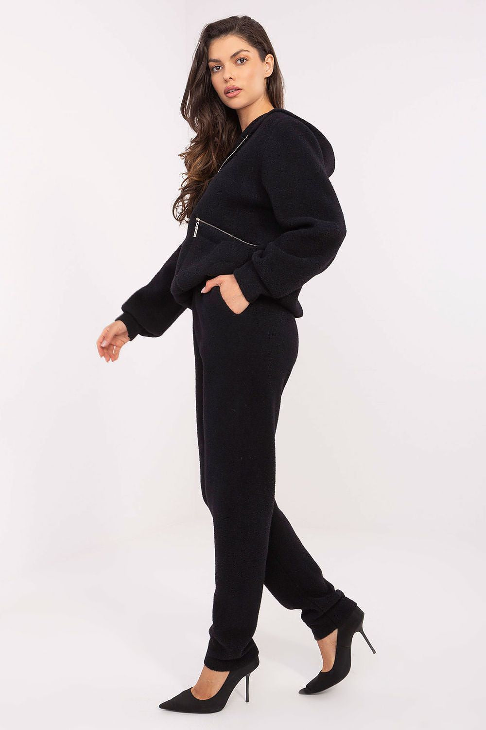 Close-up of the luxurious fabric of the MBM women's set, showcasing the premium wool blend material, designed for comfort and durability.