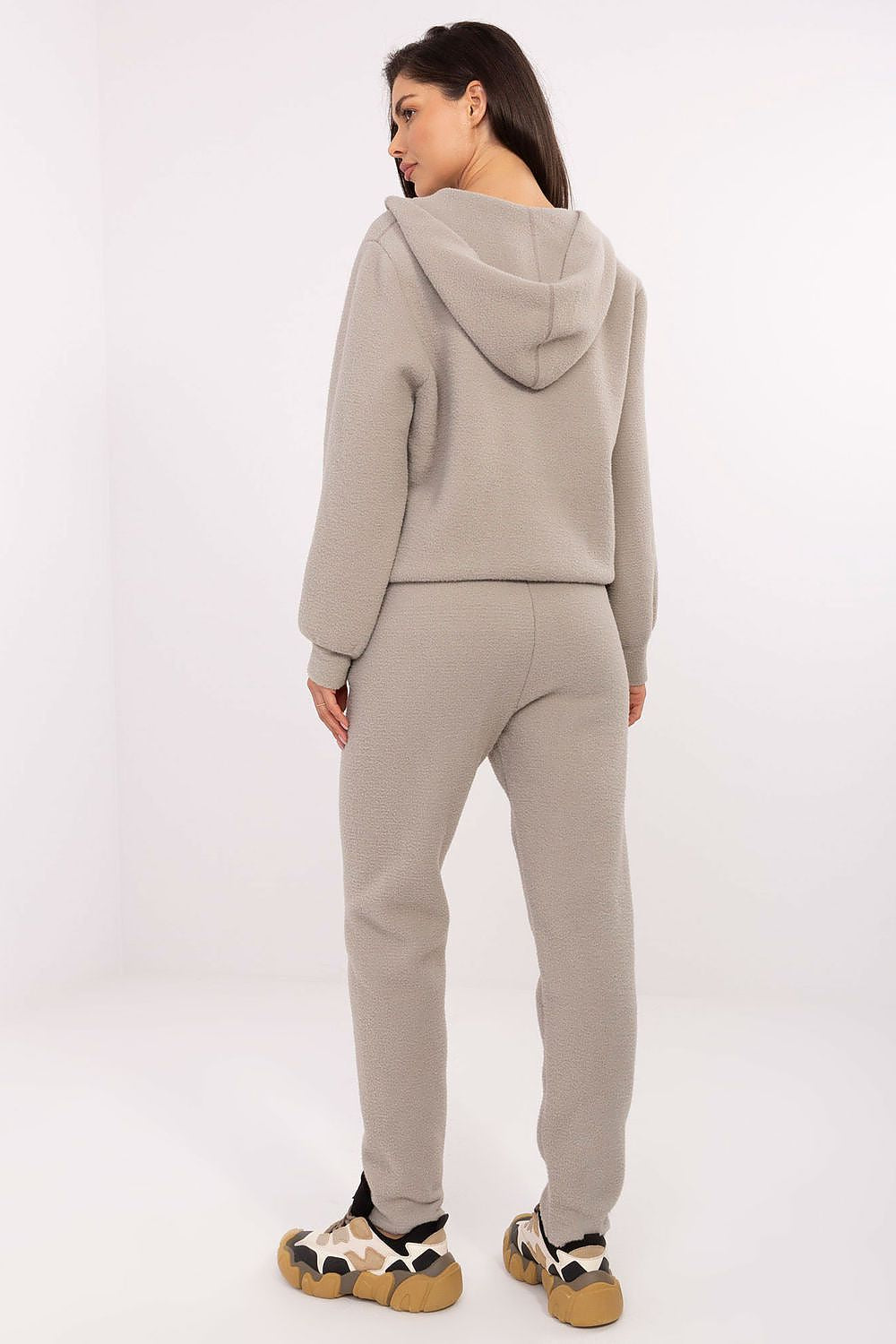 Elegant wool blend zip-up hoodie from MBM, designed for women, showcasing a stylish minimalist design suitable for comfortable days.