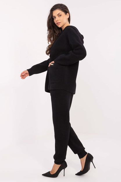 Elegant image of MBM's Women's Wool-Blend Casual Set, highlighting the minimalist design of the tapered pants and cozy hooded sweatshirt.