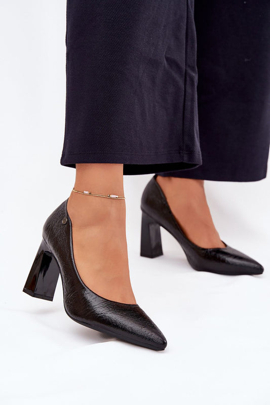Elegant women's block heel pumps made of ecological leather by Step in Style, featuring pointed toes and a stable column heel, perfect for adding a touch of luxury to any outfit.
