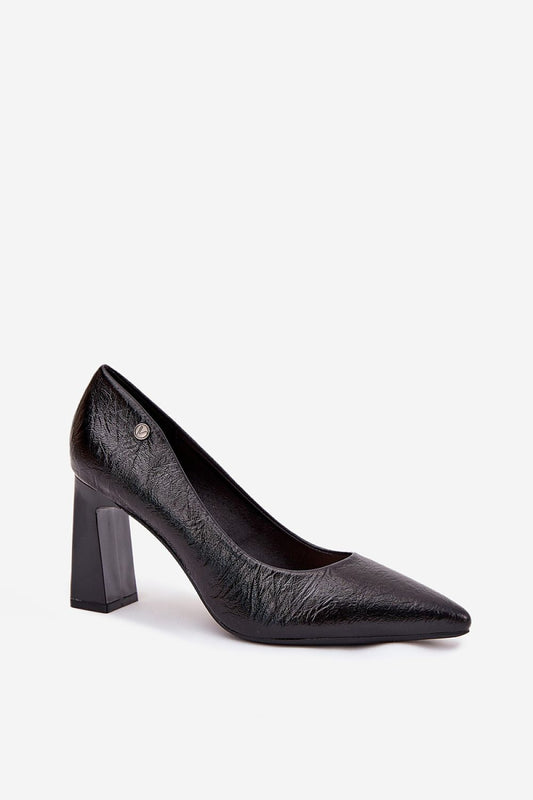 Elegant Women's Block Heel Pumps in ecological leather by Step in Style, showcasing a classic pointed toe design.