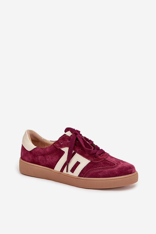 Close-up of Vinceza Women's Luxury Low Sneakers featuring premium natural leather and suede materials, designed for comfort and fashion.