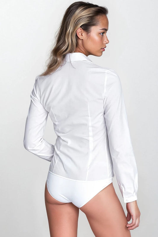 Close-up of Nife's Luxury Cotton Blend Shapewear Body Blouse details, showcasing soft fabric composition of 60% cotton and 40% polyester for all-day comfort.