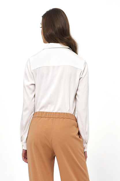 Nife luxury long sleeve shirt displayed elegantly, featuring a tailored fit, suitable for EU sizes 36-44, embodying effortless office elegance.