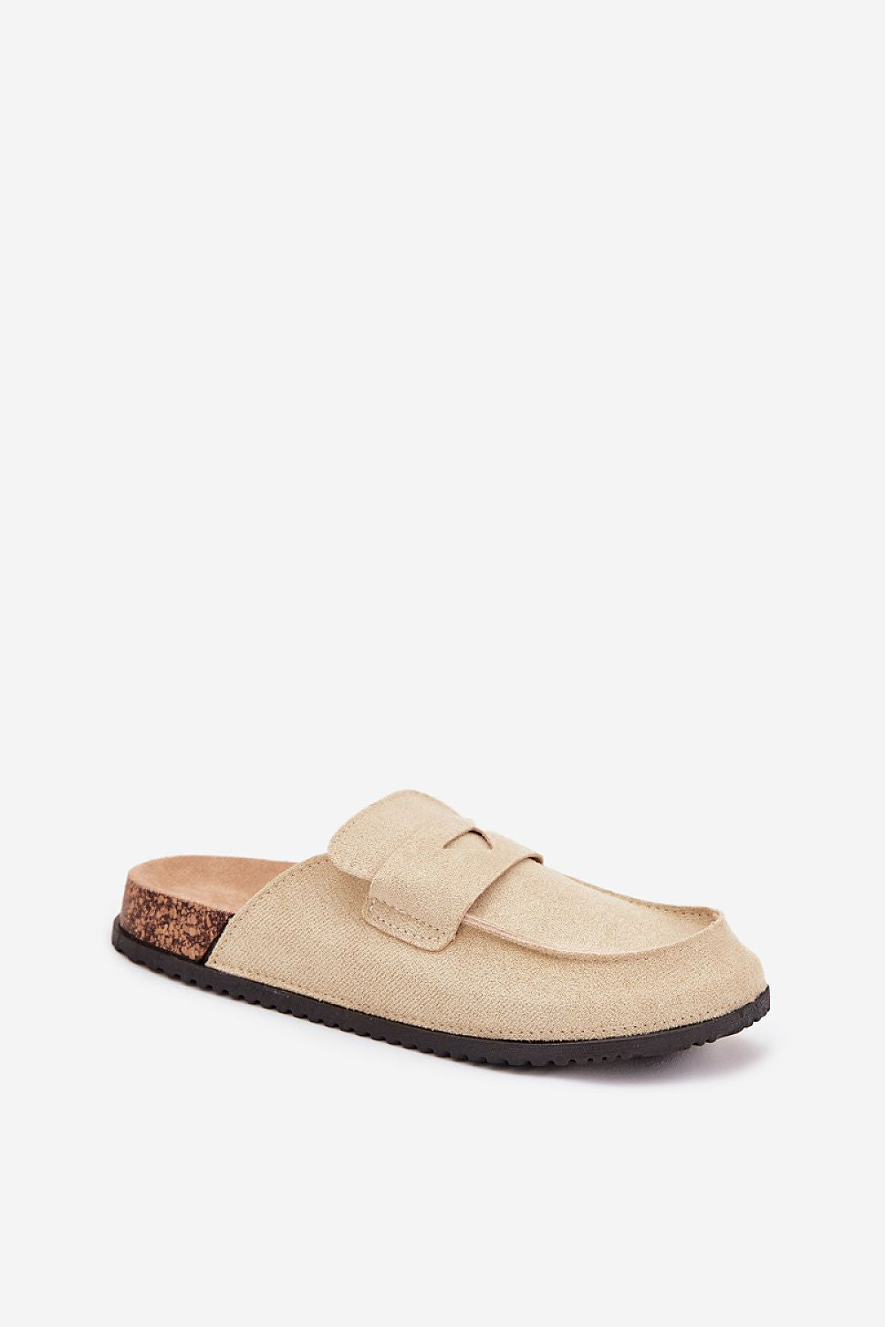 Close-up of Step in Style eco-suede women's sandals emphasising the quality craftsmanship and comfortable footbed, ideal for warm weather outings.