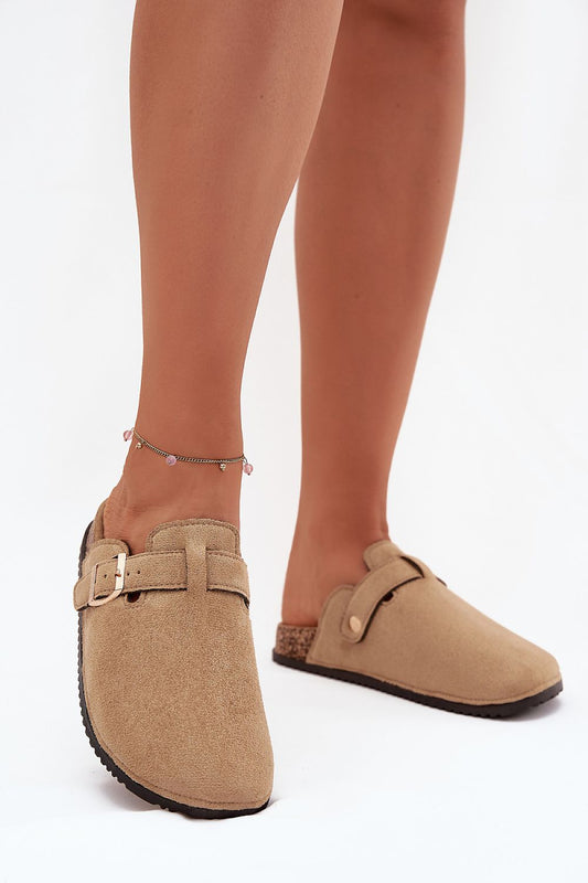 Luxury Women’s adjustable buckle cork sole sandals by Step in style, featuring eco suede material and contoured footbed for all-day comfort.