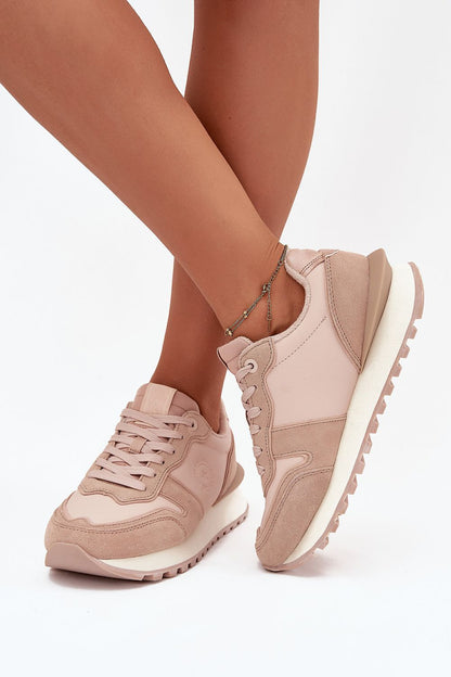Close-up of Luxury Women's Big Star Sneakers showcasing the premium natural leather and suede materials, designed by Step in Style with an innovative HI-POLY SYSTEM insole for ultimate comfort.