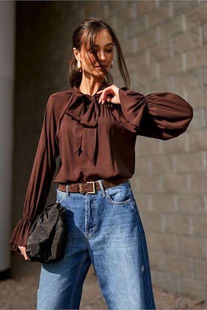 Ruffled cuffs of the Isabel Elegant Viscose Blouse by Roco Fashion, showcasing exquisite design and attention to detail.