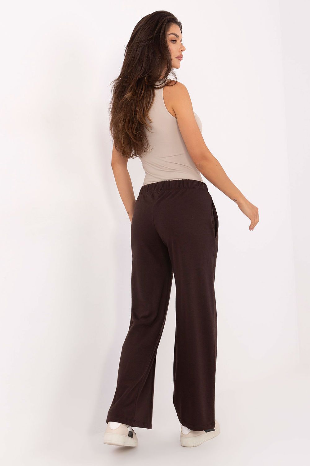 Luxury high waist tracksuit trousers by Relevance, featuring wide legs and casual elegance, made from a comfortable cotton-polyester blend.