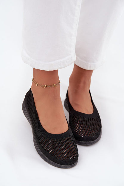 Fashionable perspective of women's mesh ballet flats by Step in Style, ideal for chic, sporty casual attire.