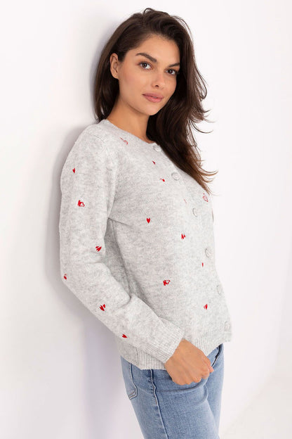 Elegant women's cardigan designed by Factory Price, showcasing a charming heart embroidery, perfect for adding a romantic touch to any outfit.