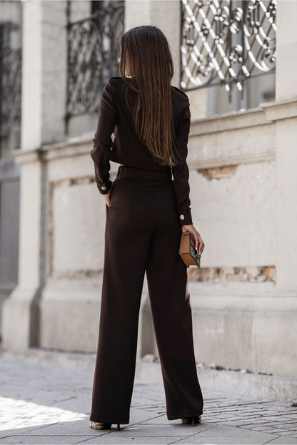 Stylish pants of the Carmen Karmel Set by LaBalancia, crafted in soft viscose for an elegant and comfortable fit, ideal for both casual and formal occasions.