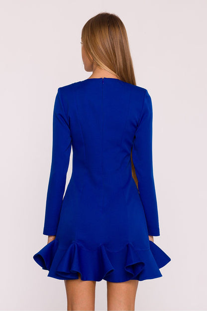 Side view of the Elegant Cocktail Dress with Ruffle Hem by Moe, highlighting the delicate ruffles and timeless design.