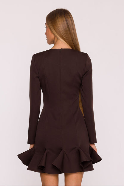 Flat lay of the Elegant Cocktail Dress with Ruffle Hem by Moe, showing luxurious fabric and elegant details.