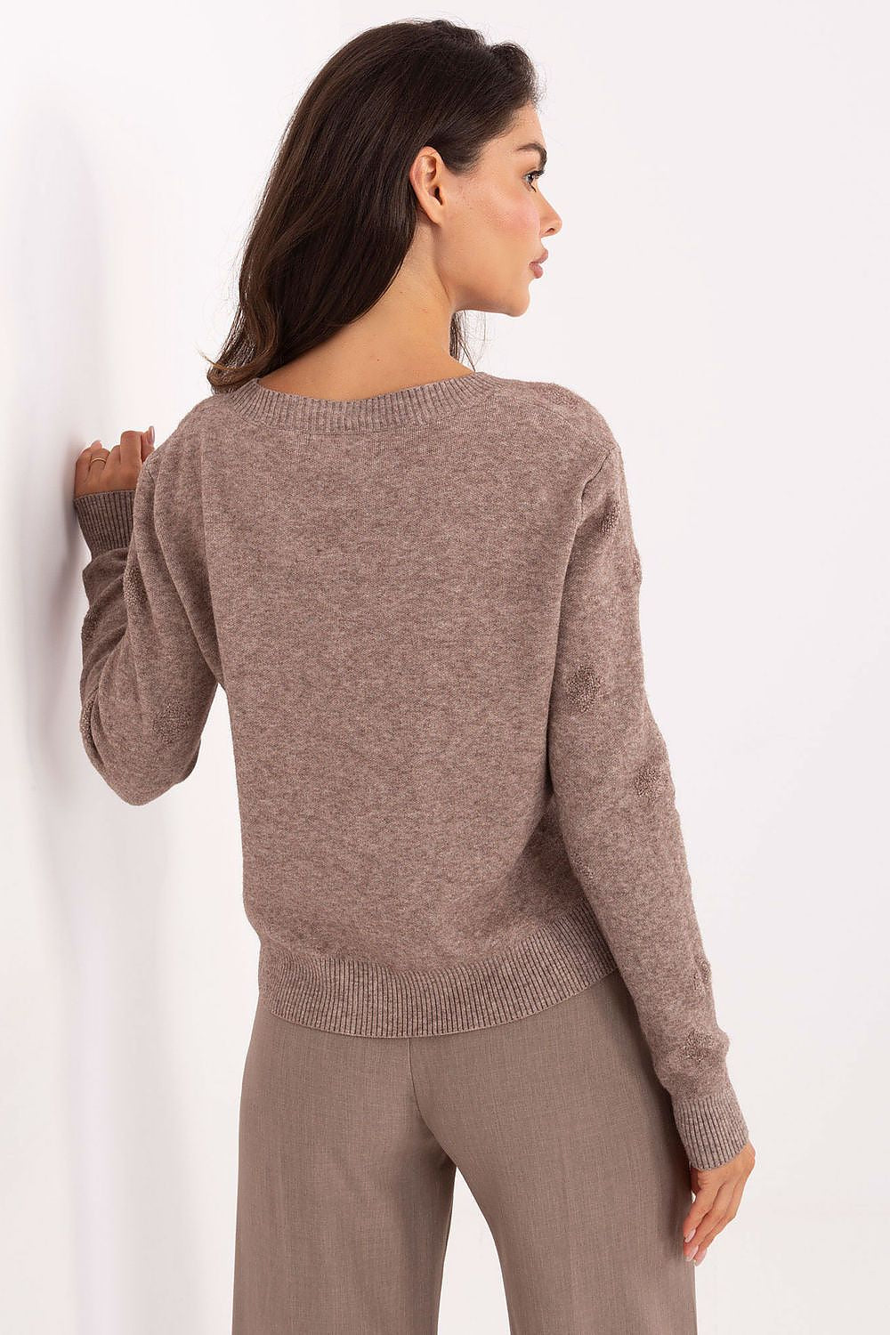Sophisticated Women's Cardigan by Italy Moda showcasing V-neckline and luxurious texture.
