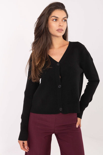 Elegant V-Neck Cardigan for Women by Italy Moda, showcasing luxurious blend of viscose, polyester, and nylon