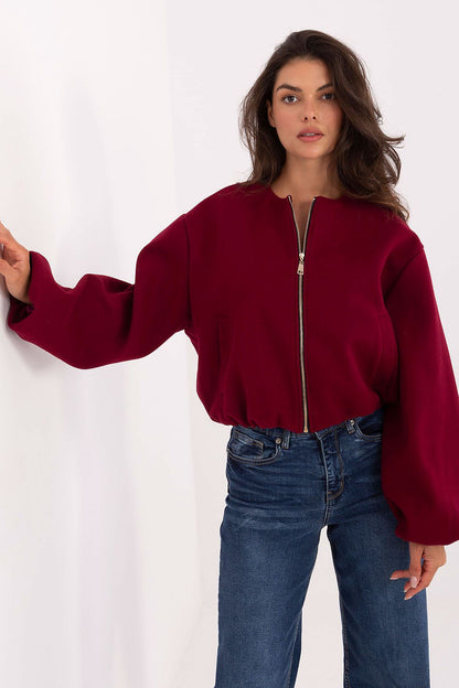 Trendy Rue Paris women's jacket with long, puffy sleeves, offering a sophisticated touch to everyday casual wear.