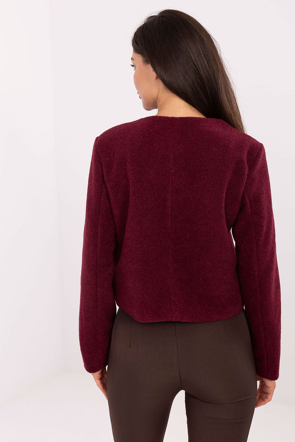 Detailed view of Rue Paris women's jacket lining and texture, highlighting comfort and elegance.