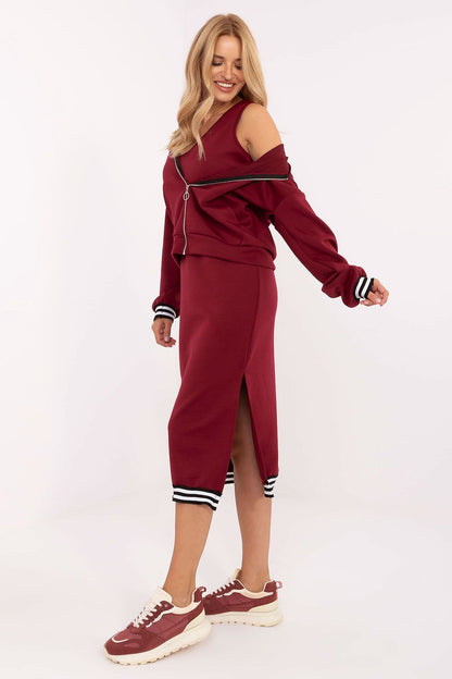 Elegant Rue Paris midi dress with a sweetheart neckline, paired with a chic zip hoodie, ideal for everyday luxury wear.