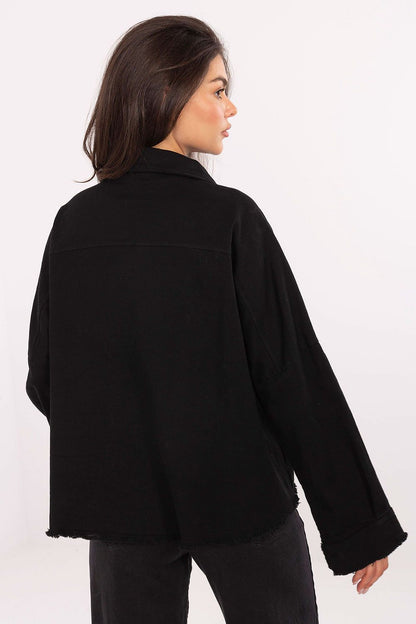 Stylish Rue Paris long sleeve women's shirt in denim, featuring a classic cut that effortlessly complements any outfit, ideal for a casual luxury style.