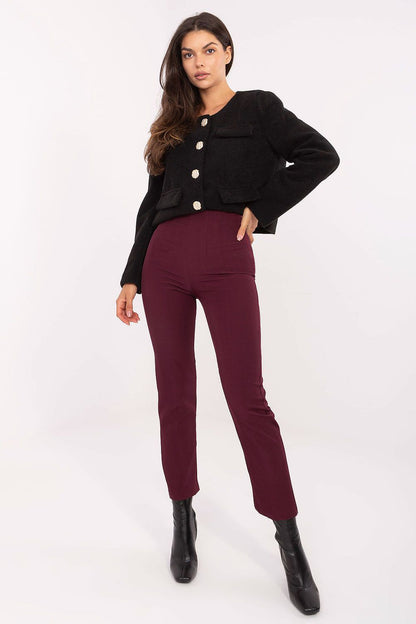 Elegant high-waisted cigarette trousers for women by Rue Paris, showcasing a sleek silhouette with tapered legs.