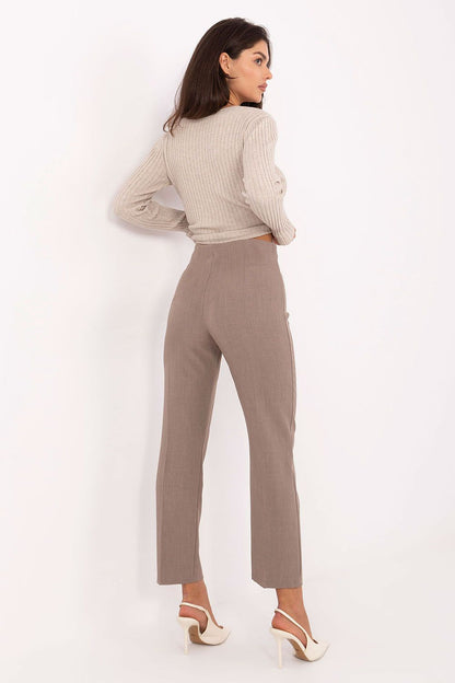 Elegant high-waisted cigarette trousers for women by Rue Paris, showcasing a tailored fit that flatters the silhouette.
