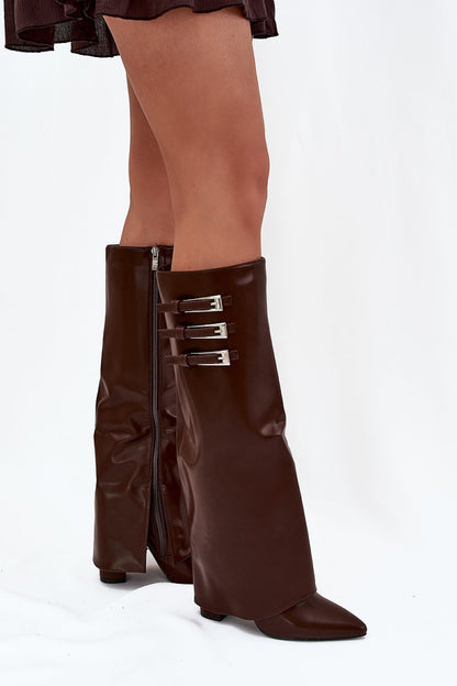 High-Quality Women's Eco Leather Boots by Step in Style, complete with fashionable silver buckles and a sleek design, perfect for modern luxury.