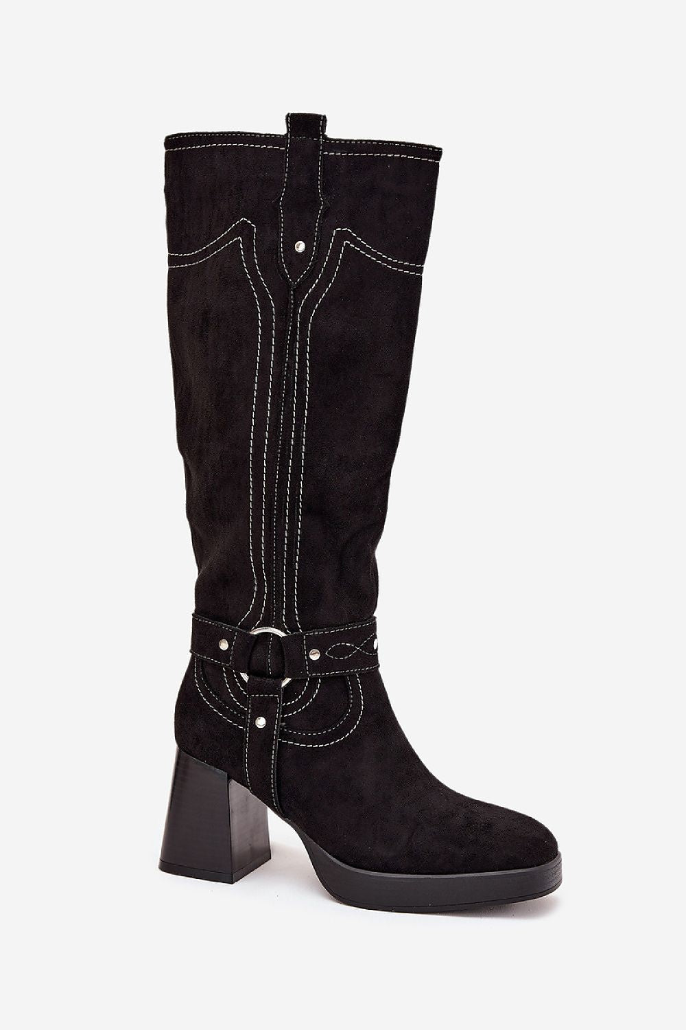 Stylish Eco Suede Knee-High Heel Boots with Zipper, designed by Step in style, perfect for both casual and elegant outfits.