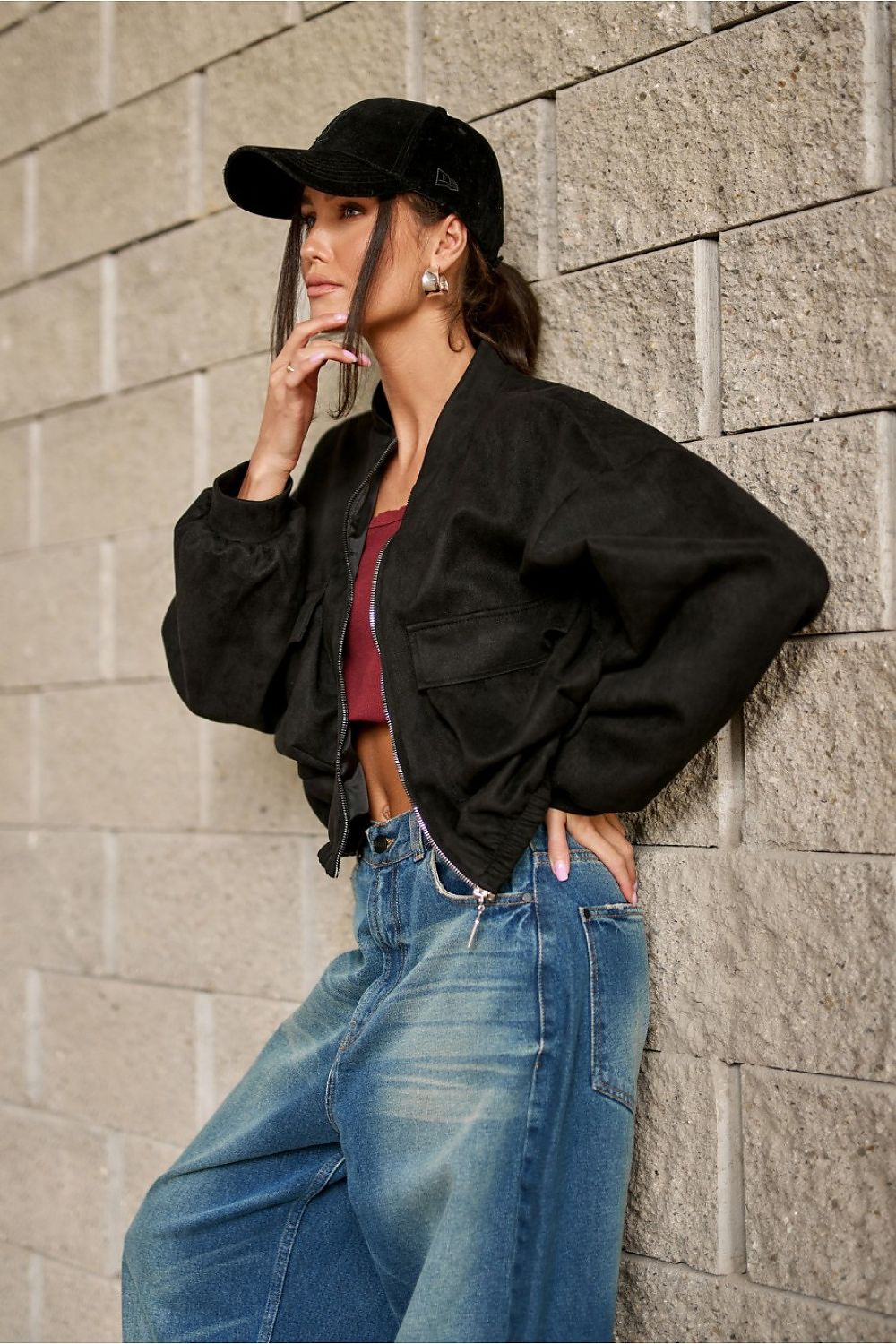 Elegant Roco Fashion bomber jacket in a modern oversized cut, ideal for everyday wear or chic outings, made in Poland with attention to detail and durability.