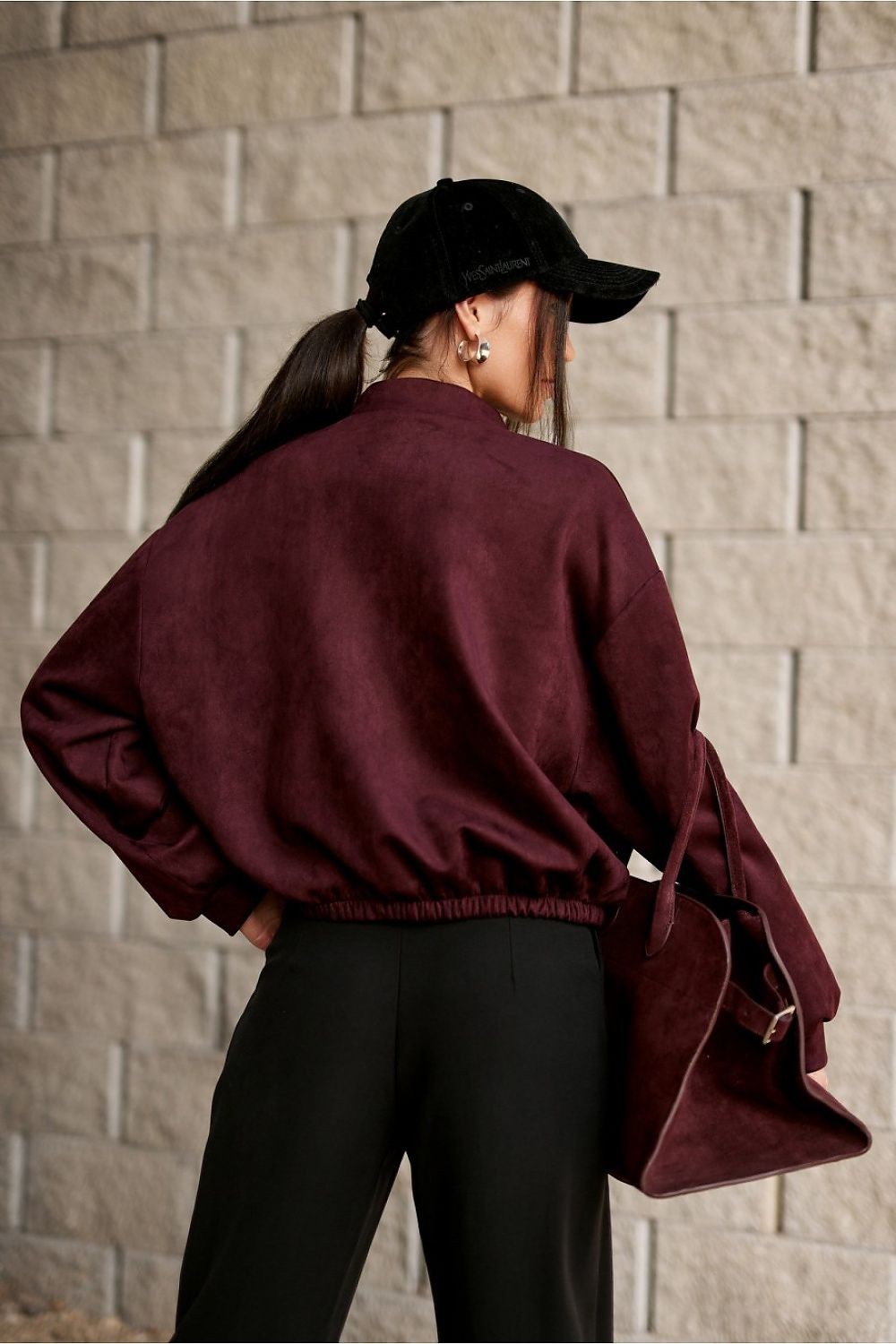 Sophisticated Roco Fashion oversized bomber jacket, featuring an elegant matte finish and perfect for creating fashionable contrasts with casual or elegant outfits.