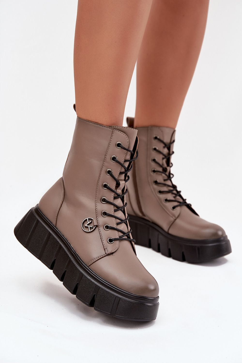 Vinceza Women's Eco-Leather Ankle Boots featuring a stylish zipper and lacing detail, designed for comfort and stability, perfect for luxurious casual wear.