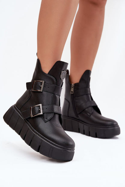 Vinceza Women's Luxury Leather Ankle Boots showcasing stylish black leather design with insulated interior, ideal for elegance and warmth by Step in Style.
