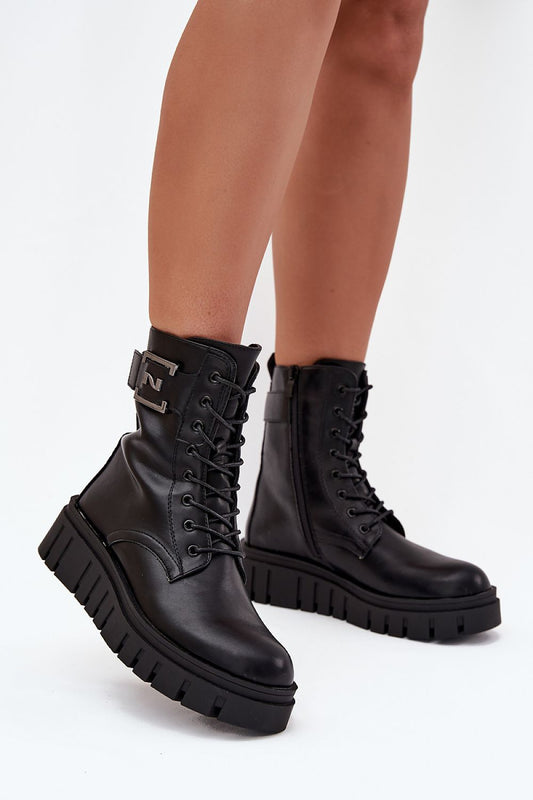 Elegant women's eco leather ankle boots by Step in Style, featuring a stylish side zip and lace closure, perfect for autumn-winter fashion.