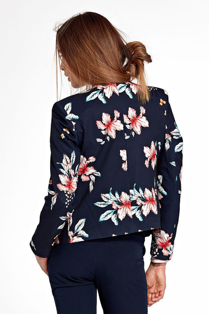 Luxury short jacket by Nife with a stunning floral design, designed to complement outfits effortlessly while providing a tailored fit in EU sizes 36 to 44.