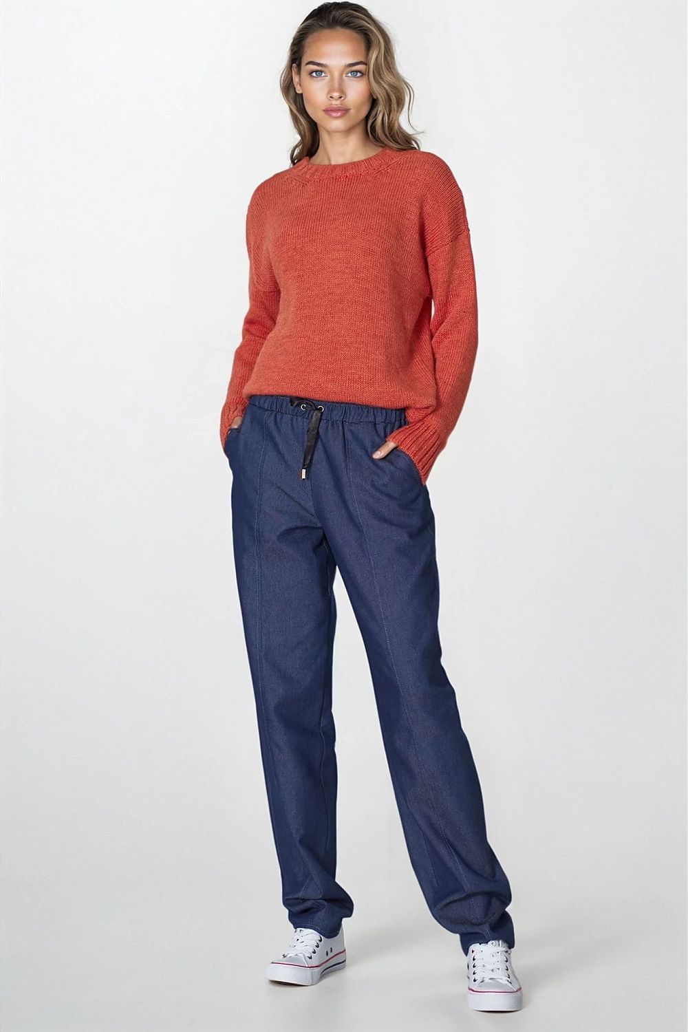 Elegant Luxury Nife Women's Cotton Trousers in Classic Denim Style, Sizes EU 36-44, Perfect for Timeless Fashion