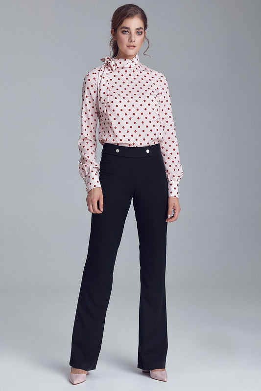 Sophisticated black trousers with a soft fabric from Nife, featuring stylish buttons, perfect for women's formal wear.