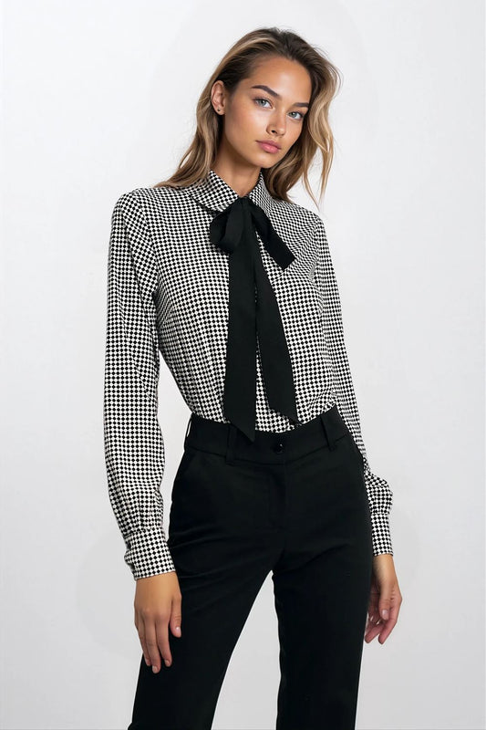 Sophisticated long sleeve shirt with elegant bow detail by Nife, perfect for formal office wear in sizes EU 36 to 44.