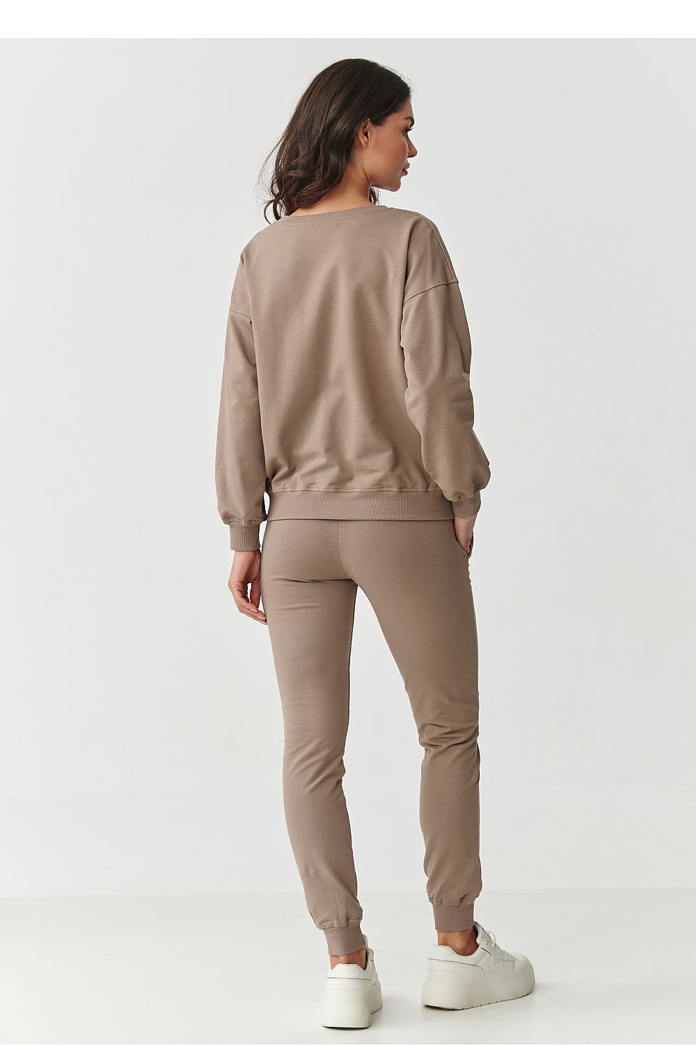 Detail of Makadamia Women's Cotton Blend Tracksuit Set, featuring high-quality cotton and modern design, ideal for stylish everyday outfits.