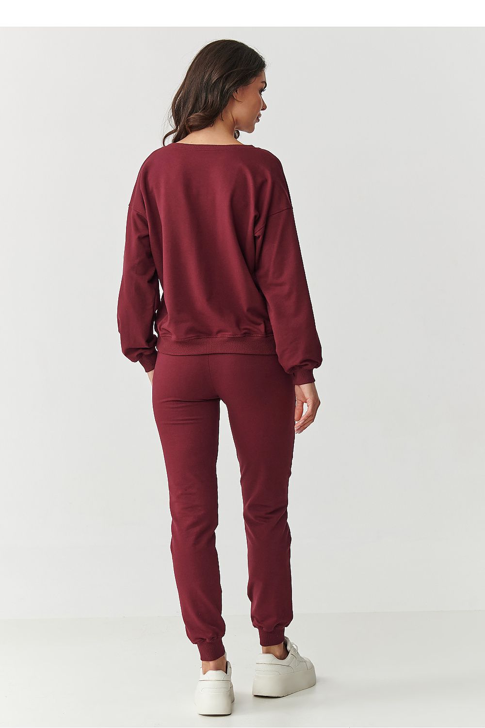 Luxurious close-up of Makadamia Women's Cotton Blend Tracksuit Set showcasing high-quality fabric composition of 95% cotton and 5% elastane for ultimate comfort.